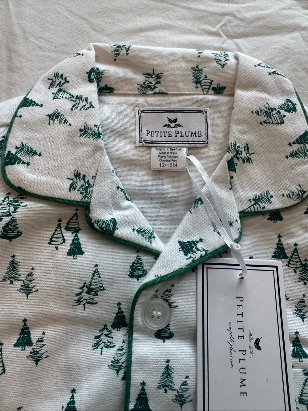 Petite Plume Christmas trees Pajama Set NWT 12-18 month